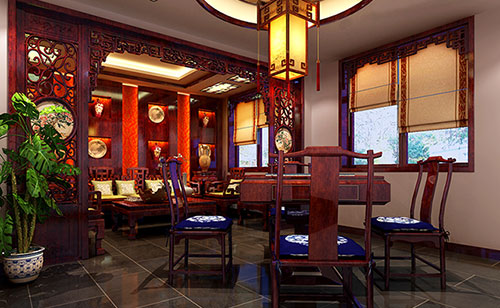 桂平古典中式风格茶楼包间设计装修效果图